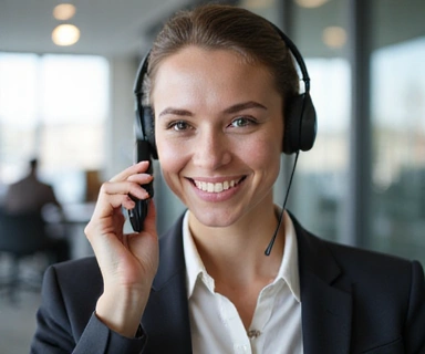 Person talking on the phone with a headset