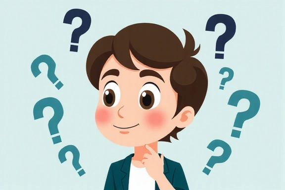 Person thinking with question marks around their head