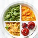 Icon representing dietary guidance, perhaps a plate with balanced food or a nutrition pyramid.